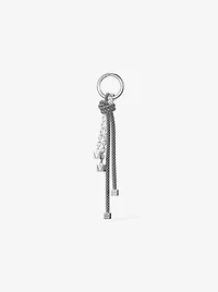 Silver-Tone and Speckled Cord Bag Charm