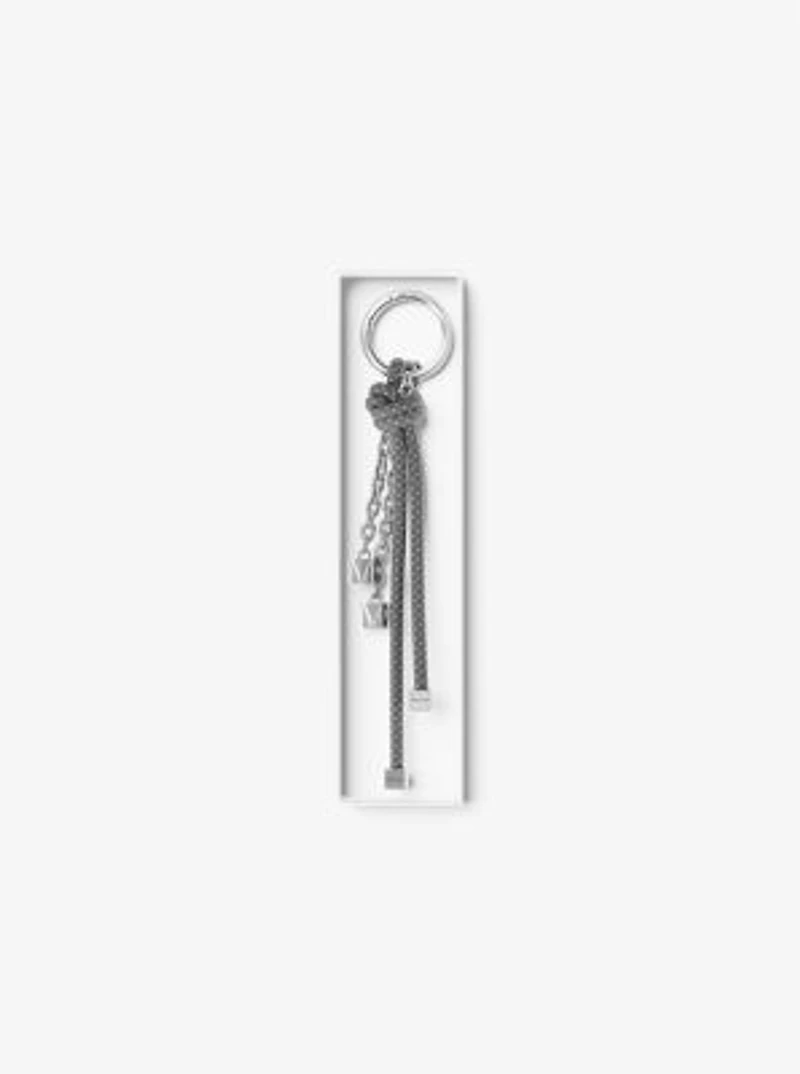 Silver-Tone and Speckled Cord Bag Charm