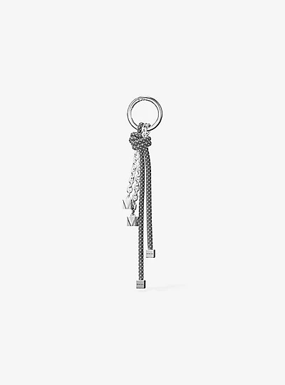 Silver-Tone and Speckled Cord Bag Charm