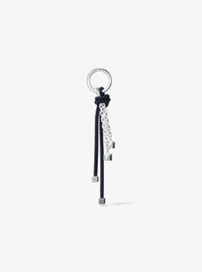 Silver-Tone and Speckled Cord Bag Charm