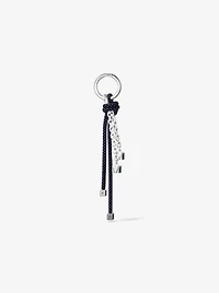 Silver-Tone and Speckled Cord Bag Charm