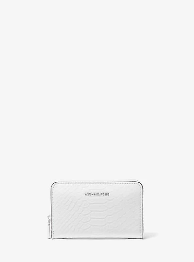 Jet Set Small Snake Embossed Leather Wallet