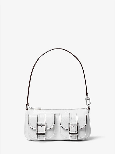 Zoe Small Snake Embossed Leather Convertible Pochette