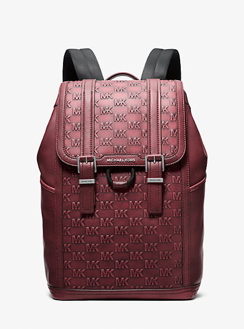 Colby Medium Logo Embossed Burnished Leather Backpack