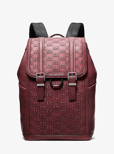 Colby Medium Logo Embossed Burnished Leather Backpack