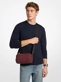 Hudson Logo Embossed Burnished Leather Crossbody Bag