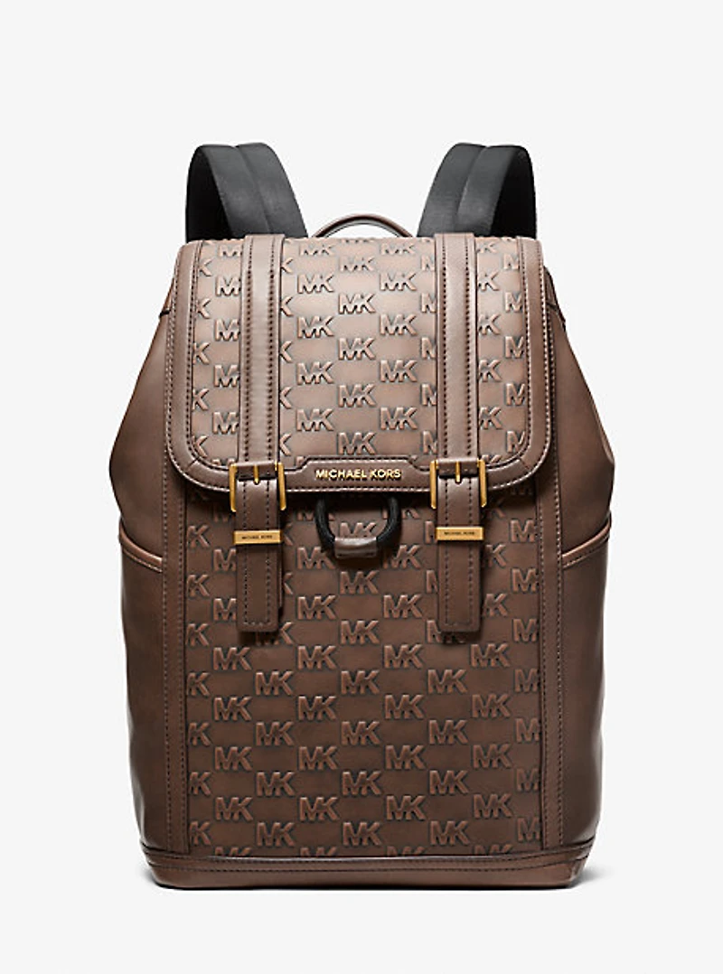 Colby Medium Logo Embossed Burnished Leather Backpack