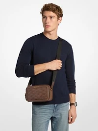 Hudson Logo Embossed Burnished Leather Crossbody Bag