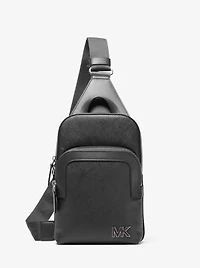 Edison Scratch-Resistant Crossgrain Leather Sling Pack