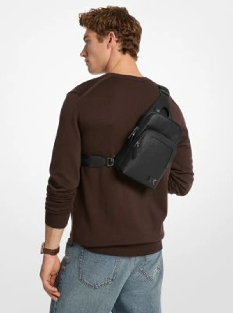 Edison Scratch-Resistant Crossgrain Leather Sling Pack