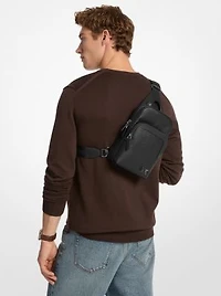 Edison Scratch-Resistant Crossgrain Leather Sling Pack