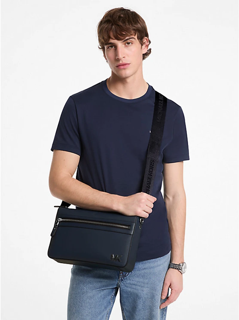Edison Medium Scratch-Resistant Crossgrain Leather Messenger Bag