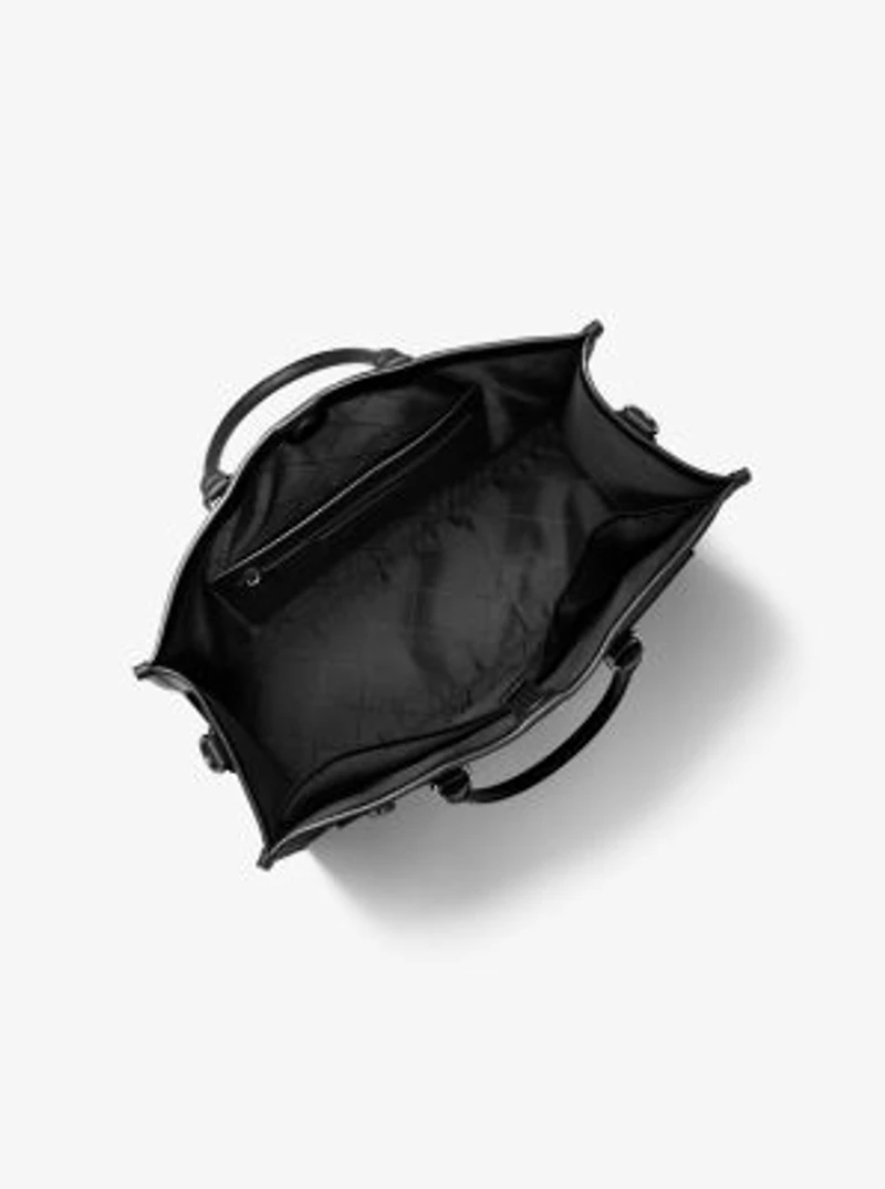 Jet Set Logo Embossed Leather Tote Bag