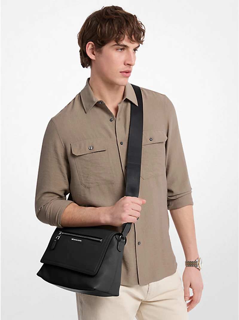 Hudson Small Pebbled Leather Messenger Bag
