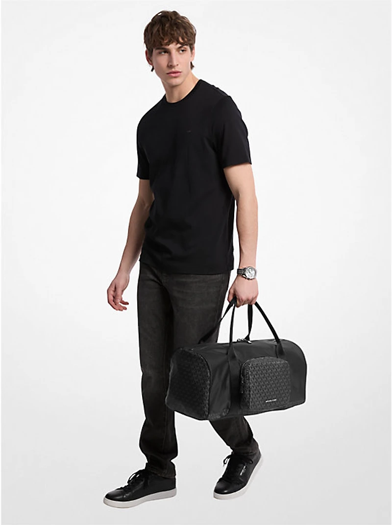 Tanner Nylon and Printed Signature Logo Weekender Bag