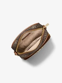 Jet Set Medium Metallic Signature Logo Crossbody Bag
