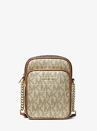 Jet Set Medium Metallic Signature Logo Crossbody Bag