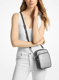 Jet Set Medium Metallic Signature Logo Crossbody Bag