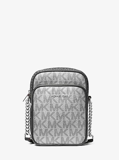 Jet Set Medium Metallic Signature Logo Crossbody Bag