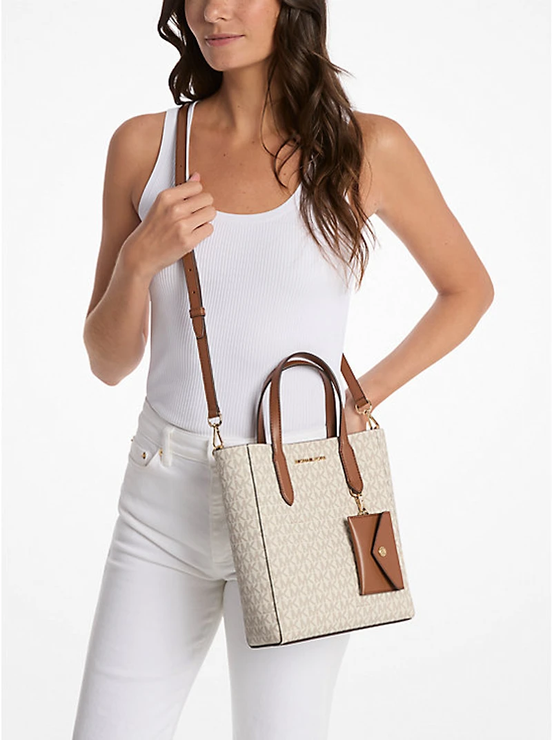 Vincent Small Signature Logo Convertible Tote Bag with Card Case
