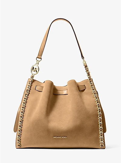 Mina Large Suede Chain Shoulder Bag