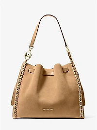 Mina Large Suede Chain Shoulder Bag