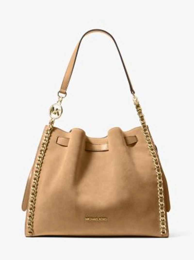 Mina Large Suede Chain Shoulder Bag