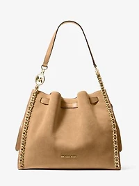 Mina Large Suede Chain Shoulder Bag