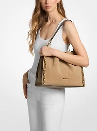 Mina Large Suede Chain Shoulder Bag