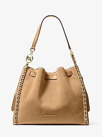 Mina Large Suede Chain Shoulder Bag