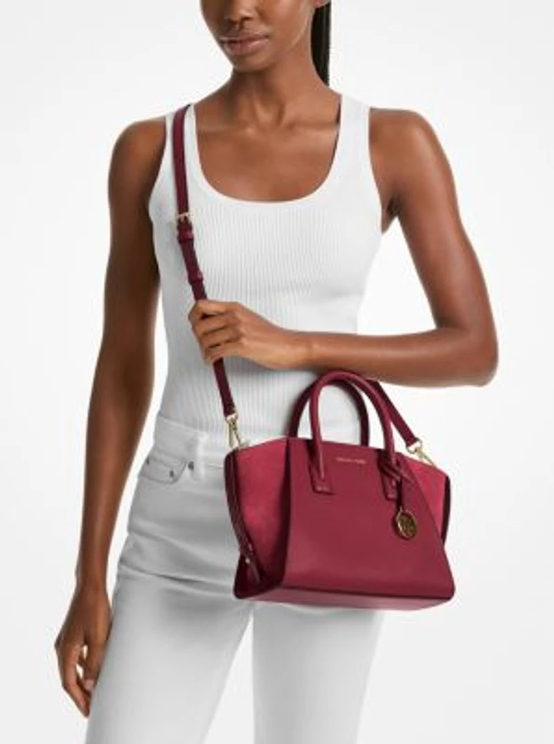 Avril Small Pebbled Leather Satchel