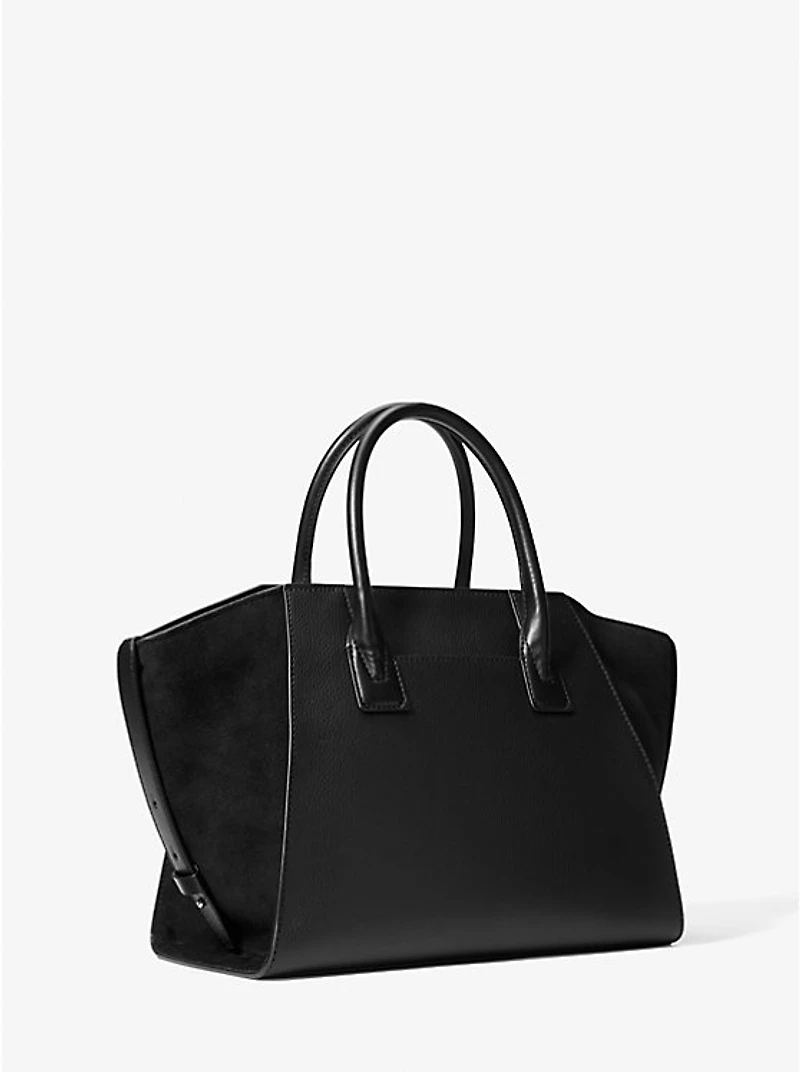 Avril Large Leather and Suede Satchel