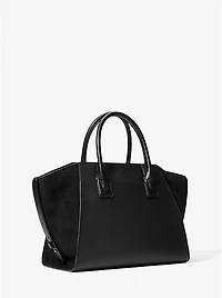 Avril Large Leather and Suede Satchel
