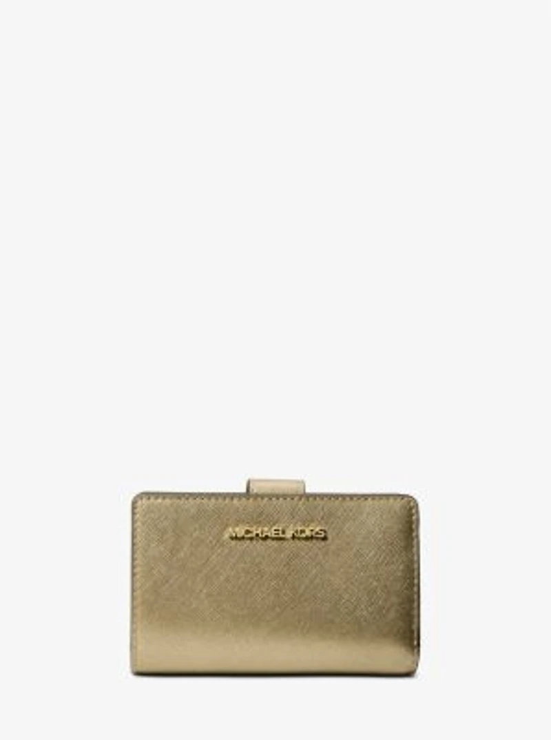Jet Set Medium Metallic Saffiano Leather Bi-Fold Wallet