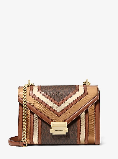 Whitney Medium Signature Logo and Metallic Shoulder Bag