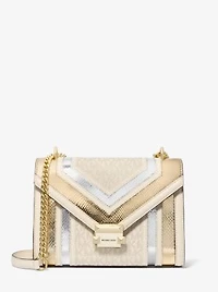 Whitney Medium Signature Logo and Metallic Shoulder Bag