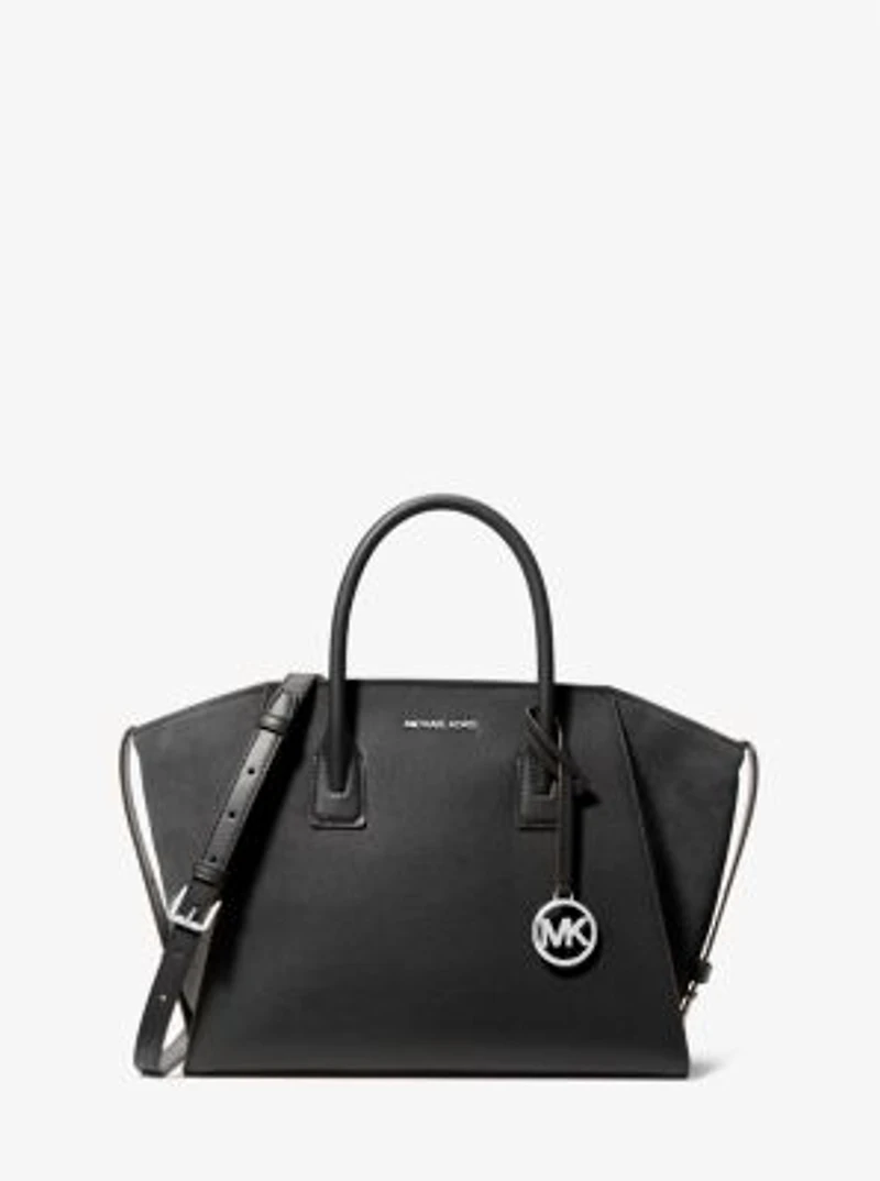 Avril Large Leather and Suede Satchel