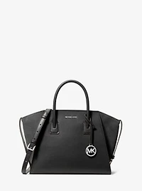 Avril Large Leather and Suede Satchel