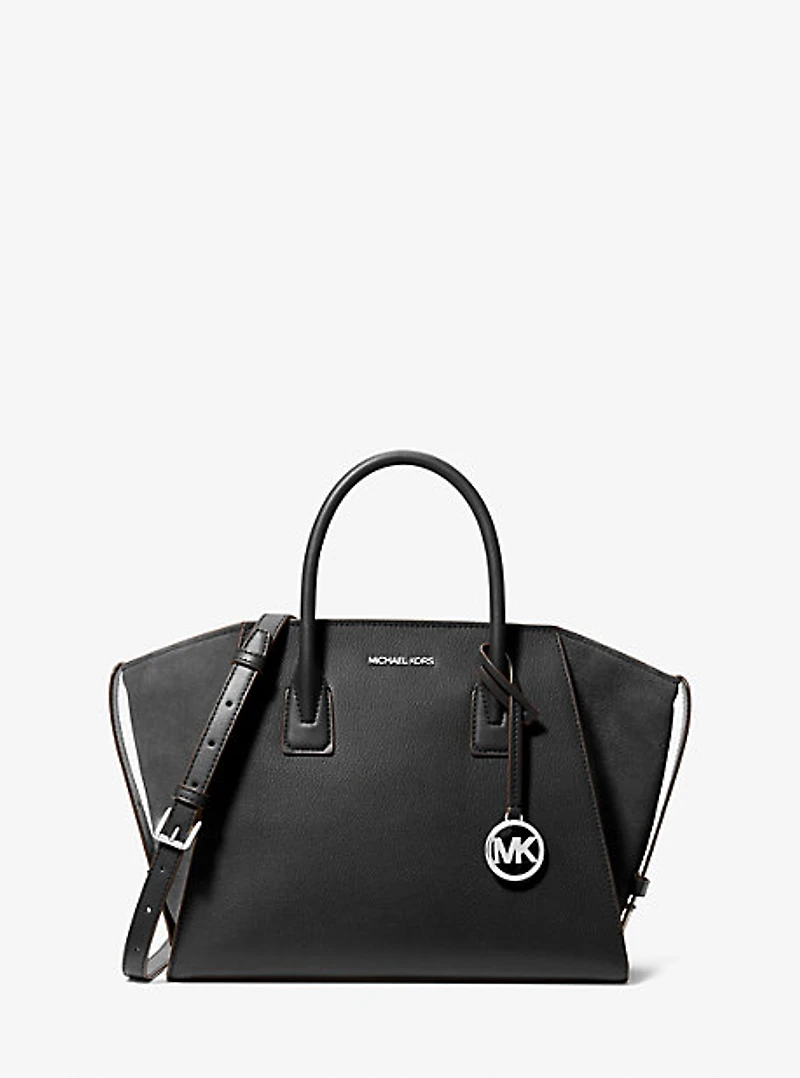 Avril Large Leather and Suede Satchel