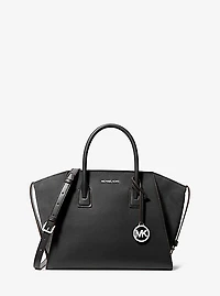 Avril Large Leather and Suede Satchel
