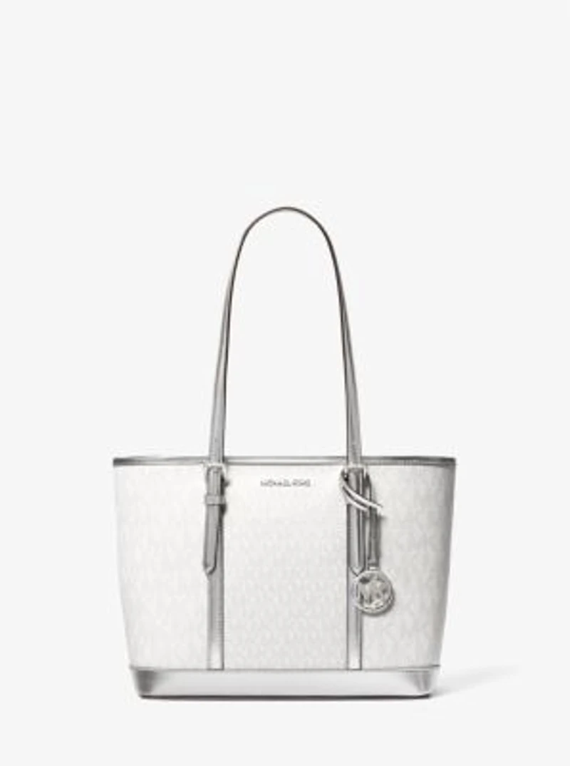 Jet Set Travel Small Metallic Logo Top-Zip Tote Bag
