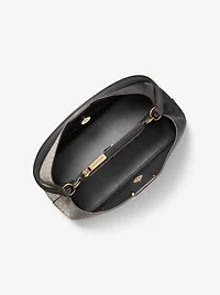 Pratt Medium Two-Tone Signature Logo Shoulder Bag