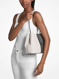 Pratt Medium Two-Tone Signature Logo Shoulder Bag