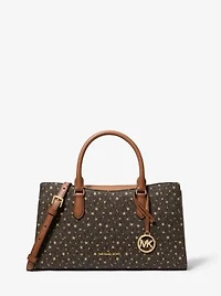 Arden Medium Printed Signature Logo Satchel
