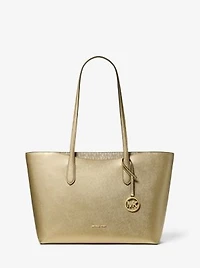 Arden Large Metallic Top-Zip Tote Bag