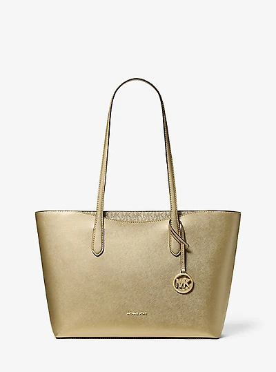 Arden Large Metallic Top-Zip Tote Bag
