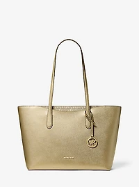 Arden Large Metallic Top-Zip Tote Bag