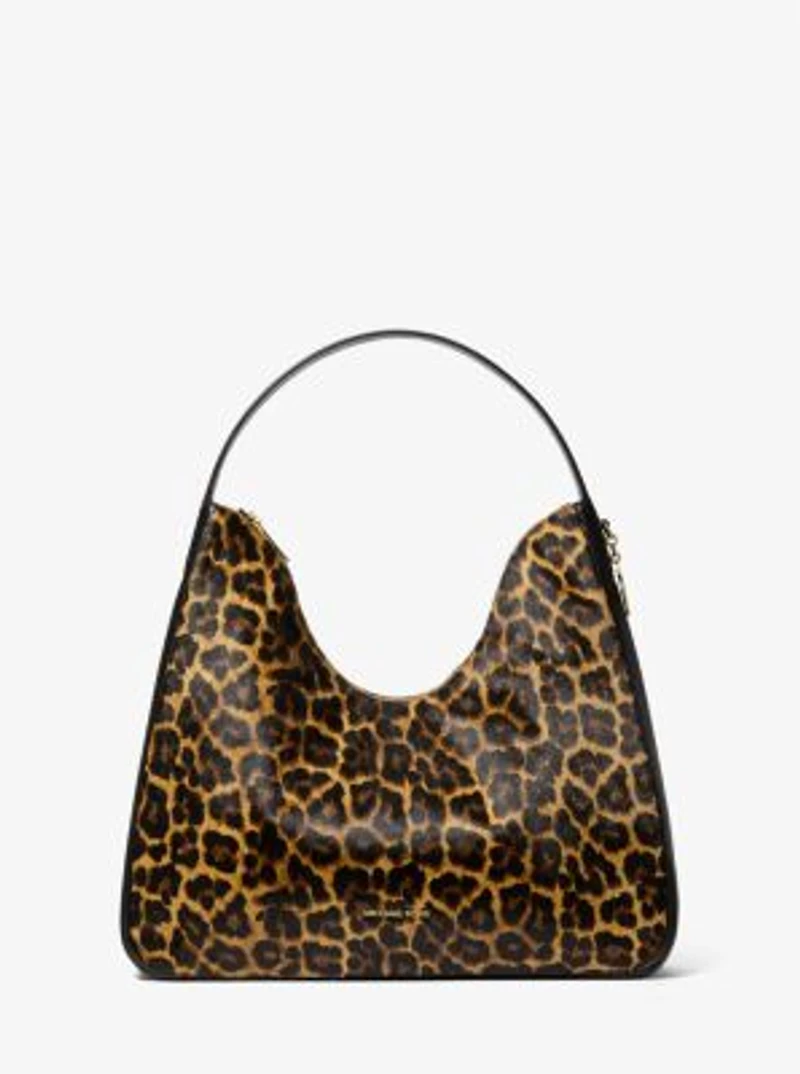 Nayla Medium Leopard Print Calf Hair Shoulder Bag