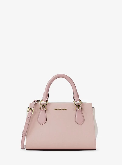 Marilyn Small Color-Block Saffiano Leather Messenger Bag