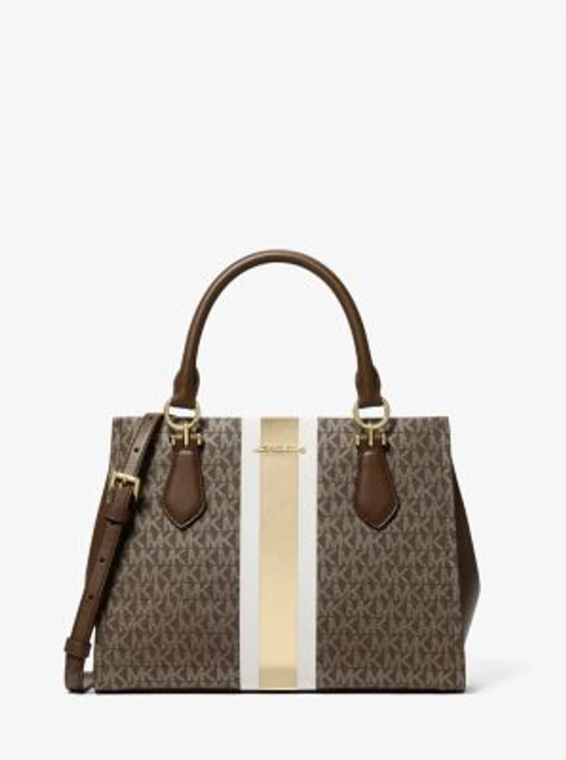 Marilyn Medium Signature Logo Stripe Satchel